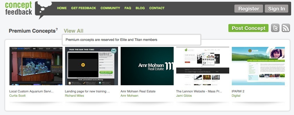 Screenshot of conceptfeedback.com