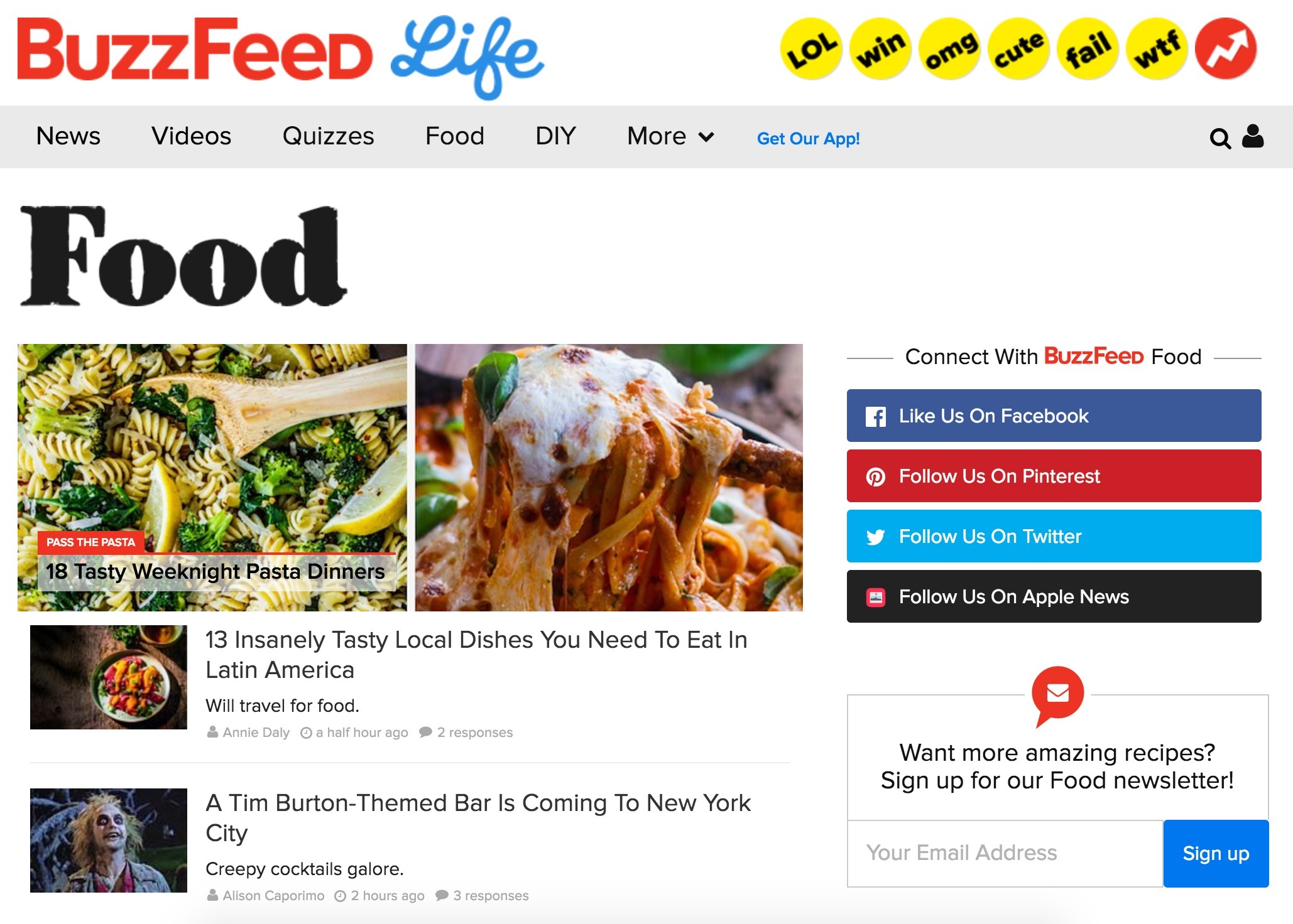 Screenshot of buzzfeed.com